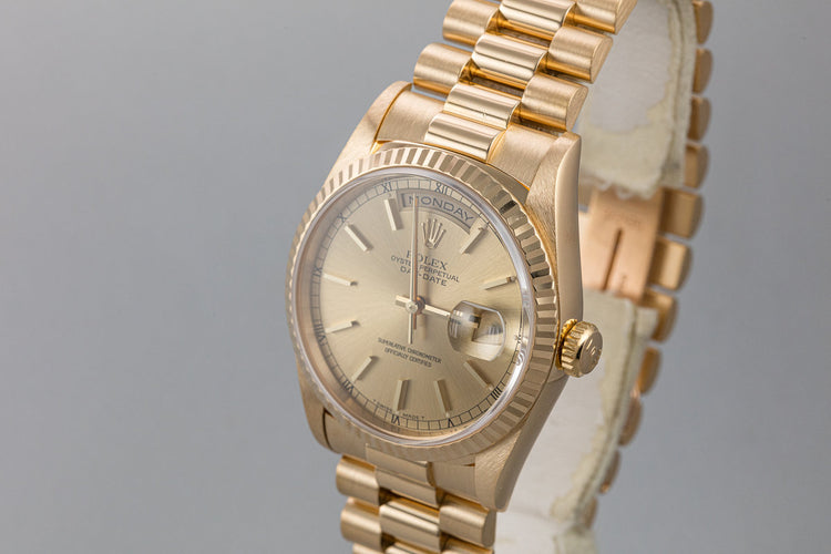 1995 Rolex 18K YG Day-Date 18238 Champagne Dial with Papers