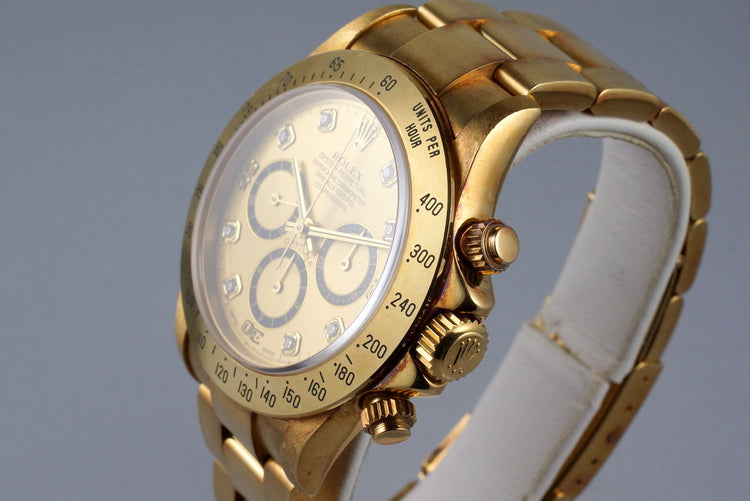 1994 Rolex YG Zenith Daytona 16528 Factory Champagne Diamond Dial