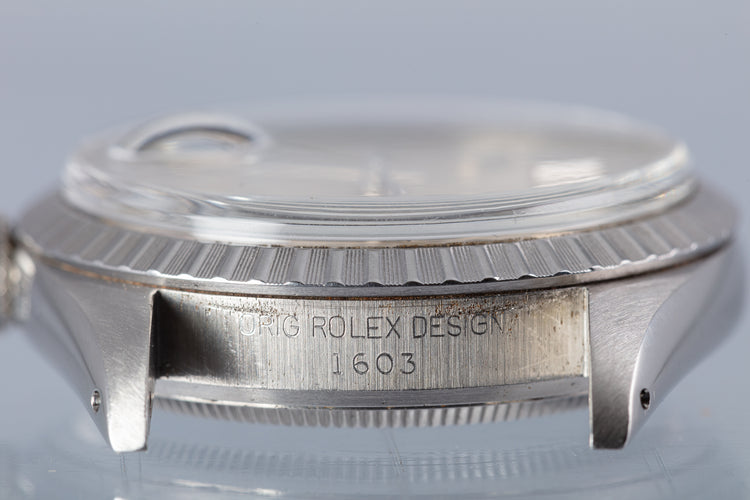 1976 Rolex Stainless Steel 1603 Datejust Silver Dial Creamy Lume Plots