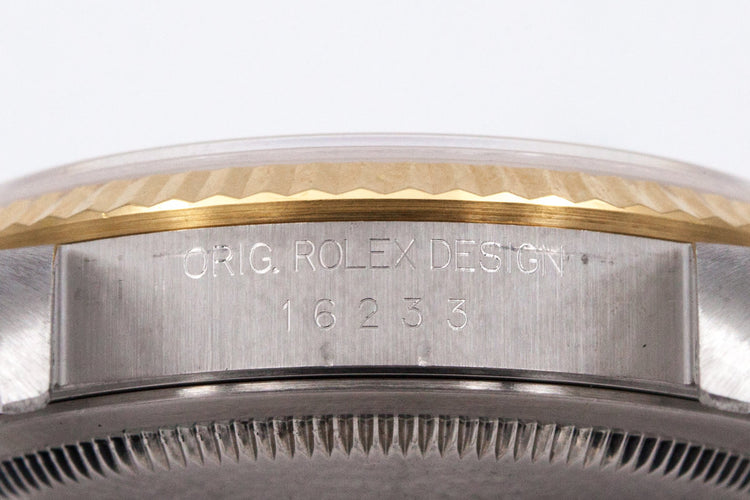 2000 Rolex Two Tone DateJust 16233 White Pyramid Dial