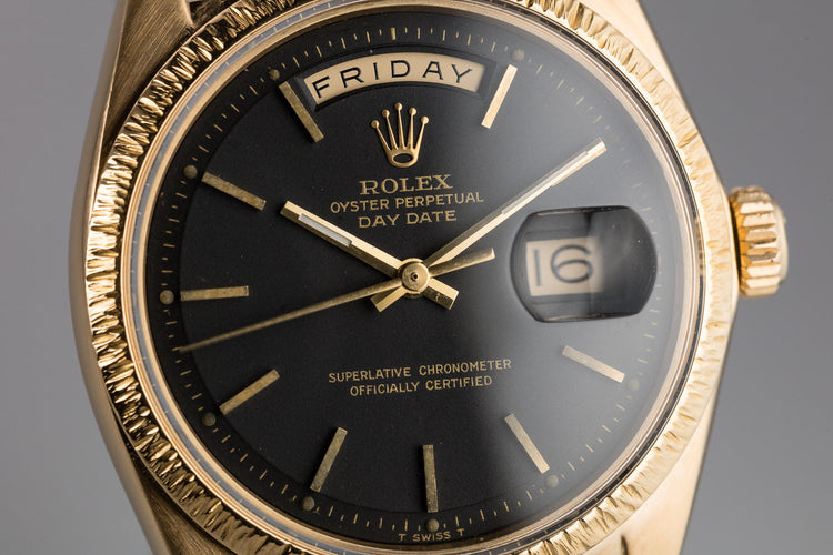 1969 Rolex 18K YG Day-Date 1807 Matte Black Dial