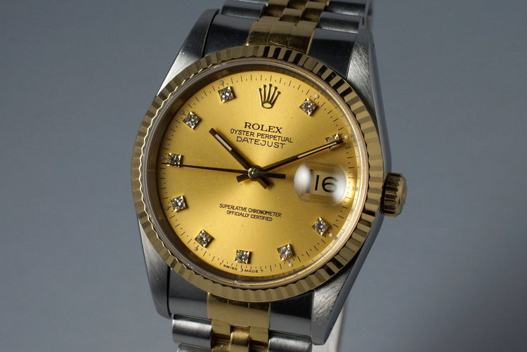 1991 Rolex Two Tone DateJust 16233 with Factory Champagne Diamond Dial