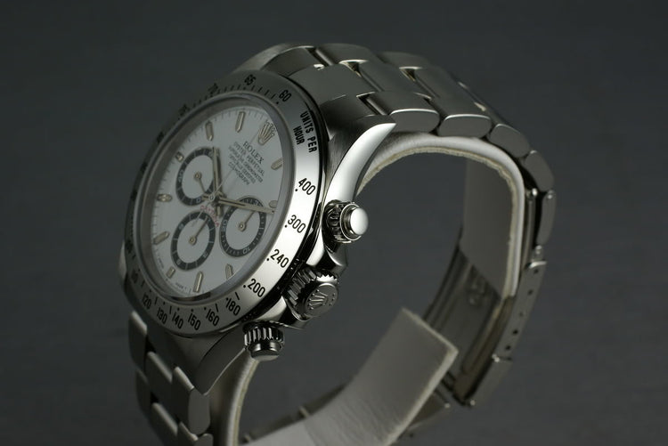 Rolex SS Zenith Daytona 16520 “white dial ” MINT and unpolished Box and papers