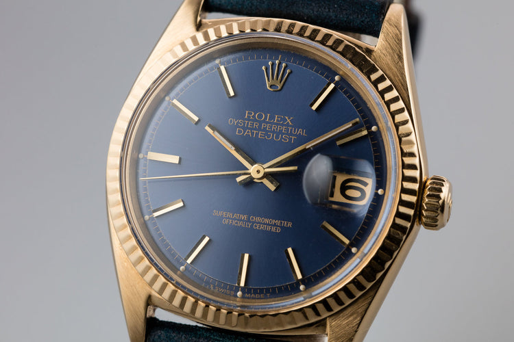 1965 Rolex 18K YG DateJust 1601 Blue Dial