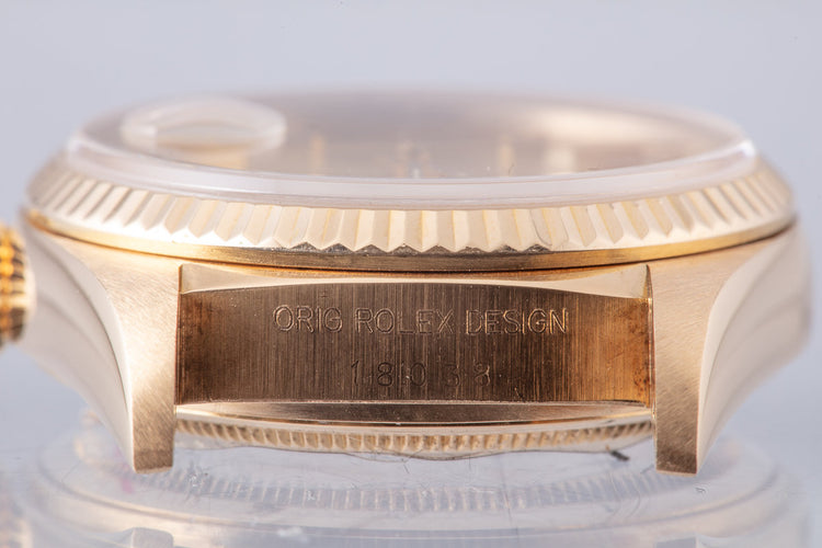 1984 Rolex 18K YG Day-Date 18038 Gold Dial w/ Warranty Papers
