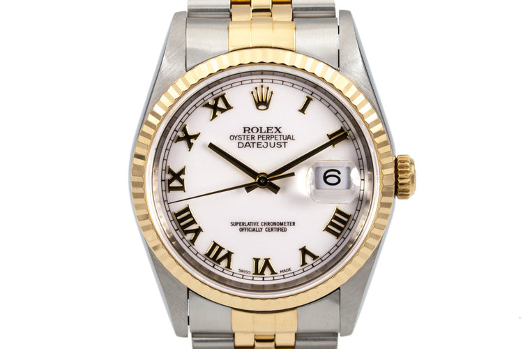 1997 Rolex Two Tone DateJust 16233 White Dial with Box and Papers