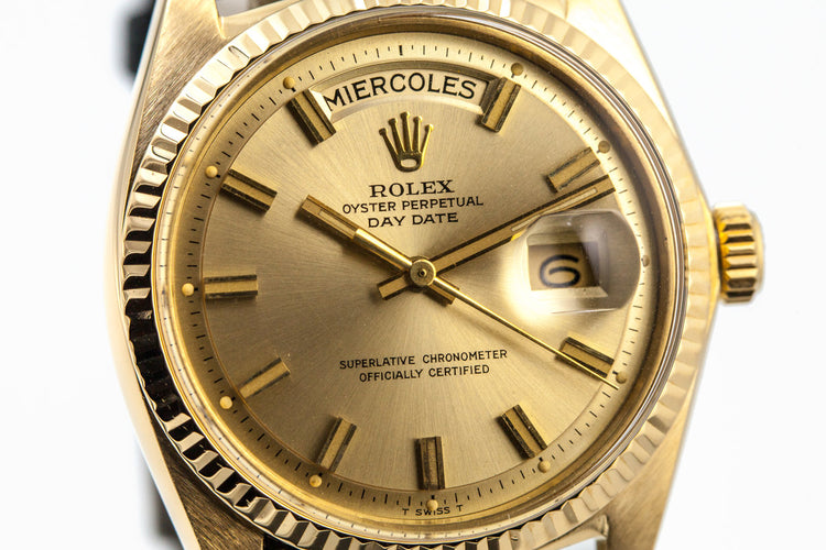 1969 Rolex YG Day-Date 1803 Wideboy Champagne Dial with Spanish Date Wheel