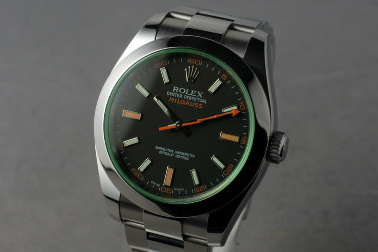 2009 Rolex Milgauss Green 116400V with Box and Papers