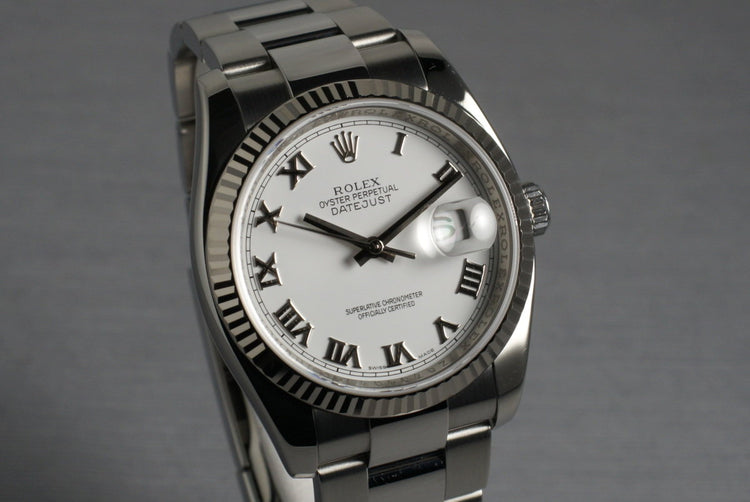 2006 Rolex DateJust 116234 with White Roman Numeral Dial