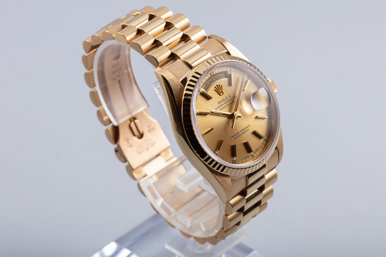 1989 Rolex Day-Date 18238 Champagne Dial with Rolex Service Card