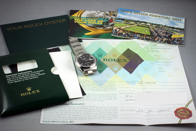2003 Rolex Date 15200 Black Dial with Papers