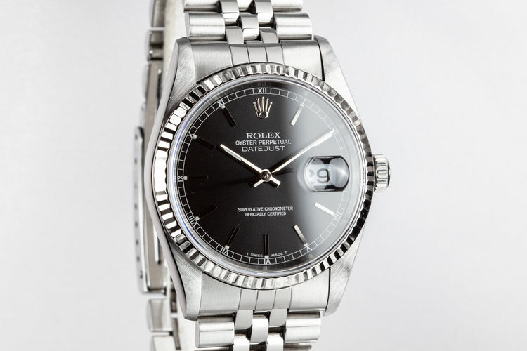 1996 Rolex DateJust 16234 Black Dial with Box and Papers