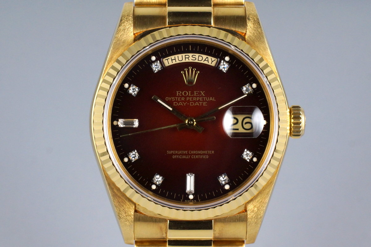 HQ Milton - 1982 Rolex YG Day Date 18038 Factory Diamond Vignette