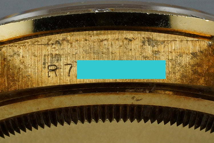 1988 Rolex YG Bark Day-Date 18308 Tapestry Dial with Factory Diamond Bark Bezel