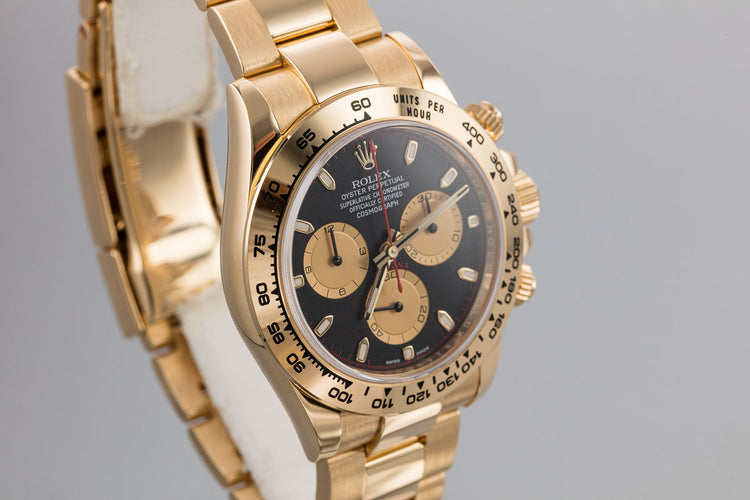 2018 Rolex 18K YG Daytona 116508 Black Dial with Box and Papers