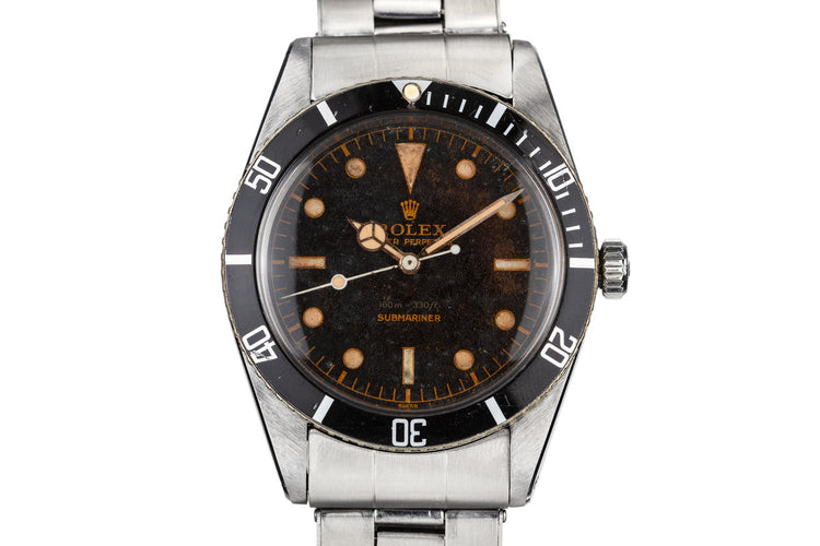 1957 Vintage Rolex Submariner 6536-1 Tropical Spider Cracking Gilt Dial