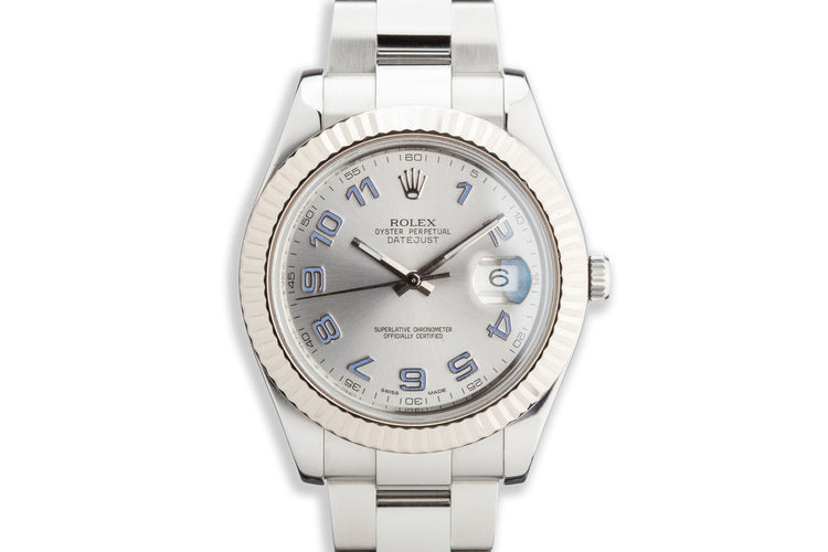 Rolex 41mm DateJust 116334 Silver Arabic Dial with Service Papers