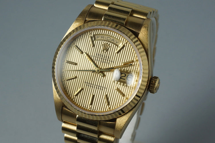 1984 Rolex YG Day-Date 18038 Tapestry Dial