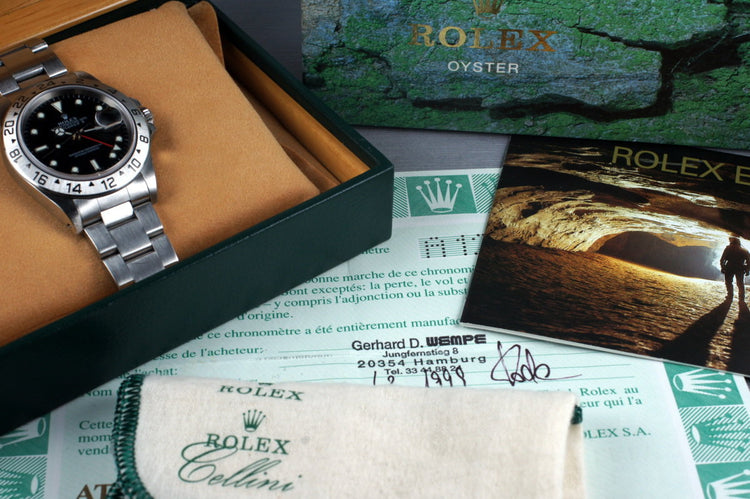 1999 Rolex Explorer II 16570 Black Dial with Box and Papers