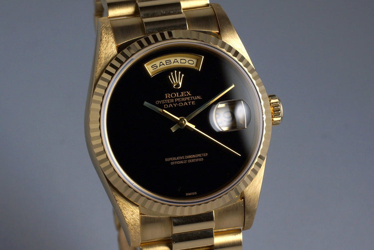 1995 Rolex YG Day-Date 18238 Onyx Dial