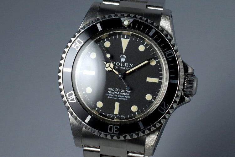 1972 Rolex Submariner 5512 4 Line Dial Serif Dial with RSC Papers