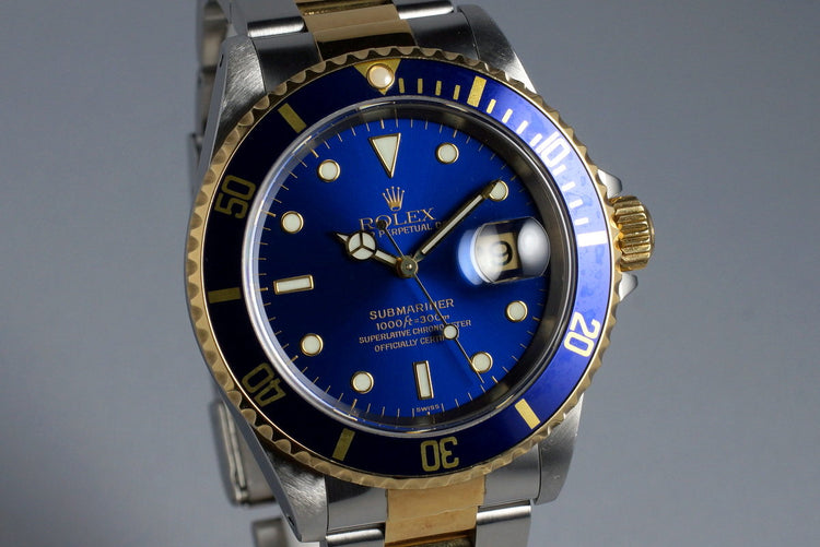 1999 Rolex Two Tone Blue Submariner 16613