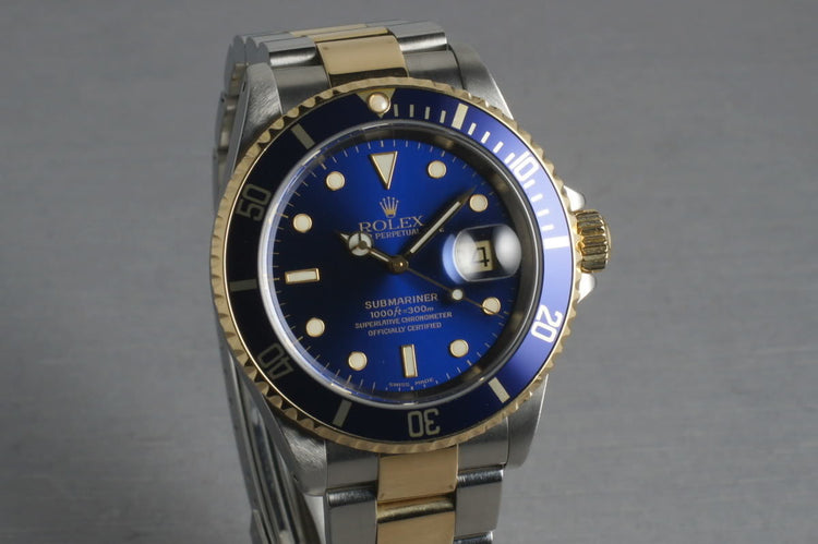 Rolex Submariner 18K/SS Blue Dial 16613 with Box and Papers