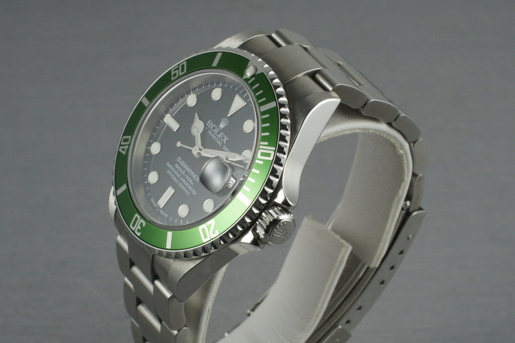 2004 Rolex Green Submariner 16610 LV Mark 1 dial and Mark 2 bezel
