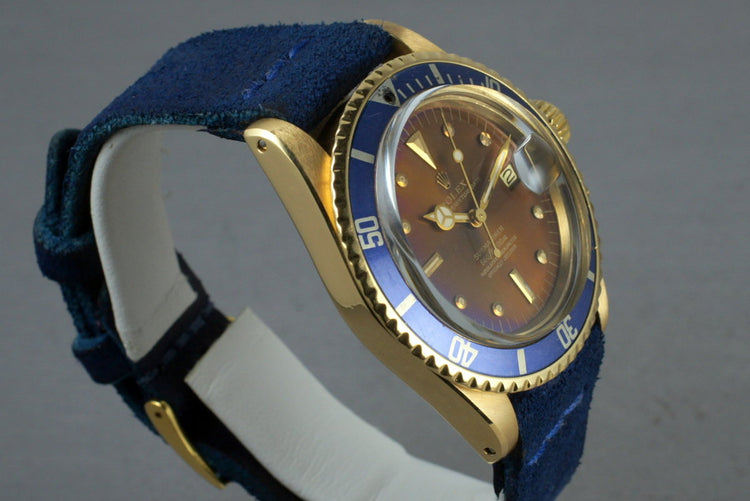 1975 Rolex 18K Yellow Gold Submariner 1680 with Tropical Blue Dial