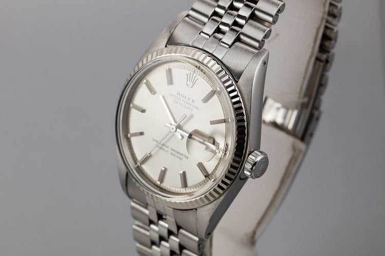 1973 Rolex DateJust 1601 No Lume Silver Dial with Box and Papers