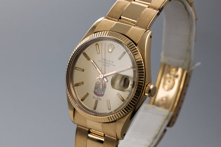 1972 Rolex 18K Date 1503 with Ministry of Defense UAE Logo Dial