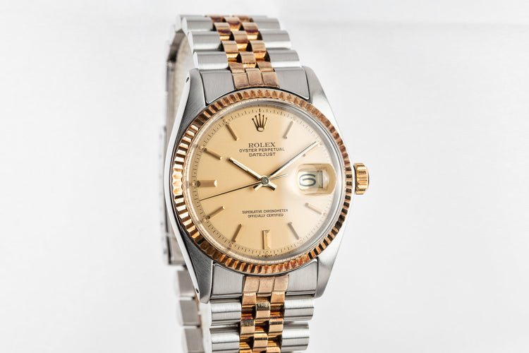 1977 Rolex Two-Tone DateJust 1601 with Matte Champagne Dial and Rosy Case Patina