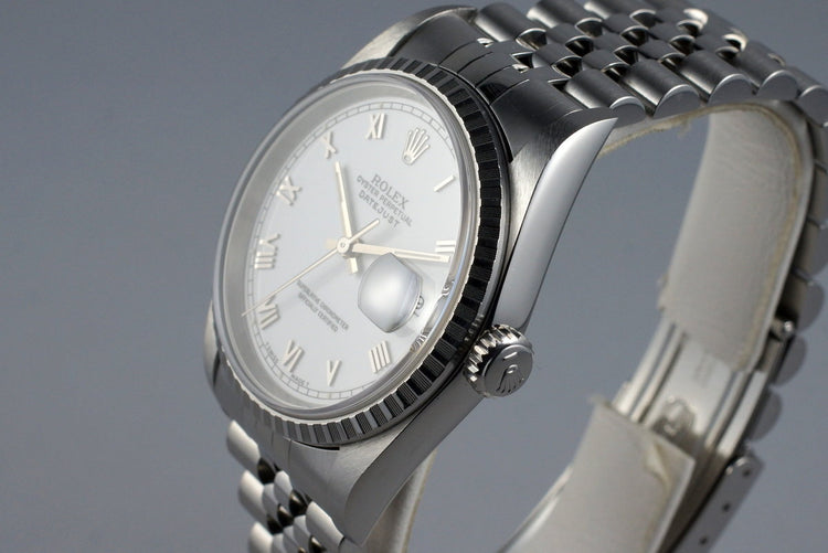 2002 Rolex DateJust 16220 White Roman Dial