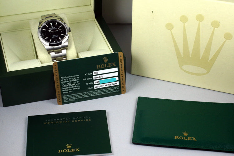 2015 Rolex Explorer 214270 with Box and Papers