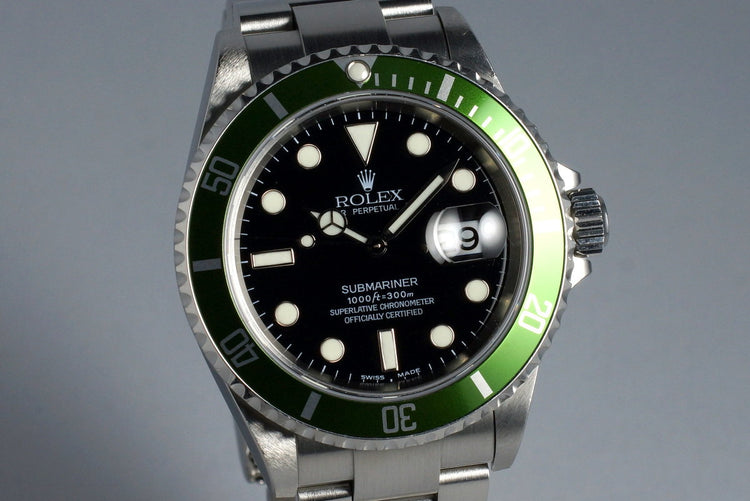 2004 Rolex Green Submariner 16610LV Mark I Dial and Insert with Box and Papers