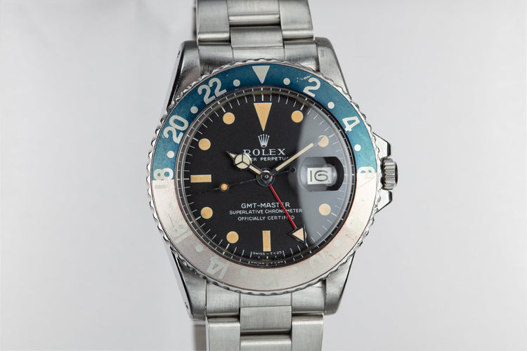 1971 Rolex GMT-Master 1675 with Fat Font Pepsi Insert