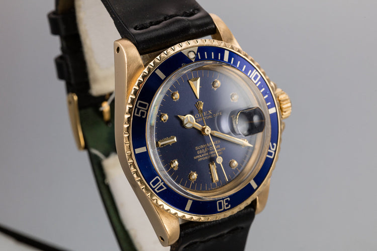 1978 Rolex 18K YG Submariner 1680 Blue Nipple Dial