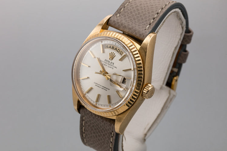 1975 Rolex 18K YG Day-Date 1803 Silver Dial