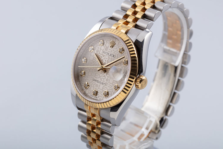 2011 Rolex Two-Tone DateJust 116233 Diamond Jubilee Dial with Box & Card
