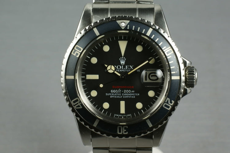 Rolex Red Submariner 1680 with Box, Papers, and Advertising material