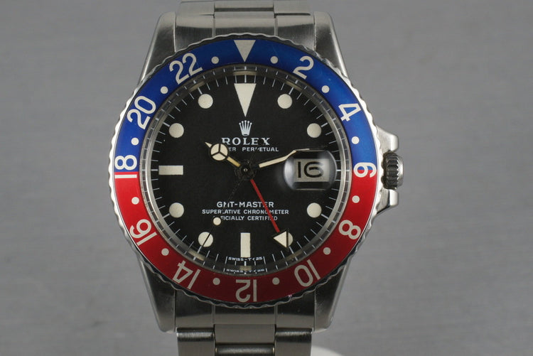 Rolex GMT 1675 Pointy Crown Guards Chapter Ring ultra light brown dial
