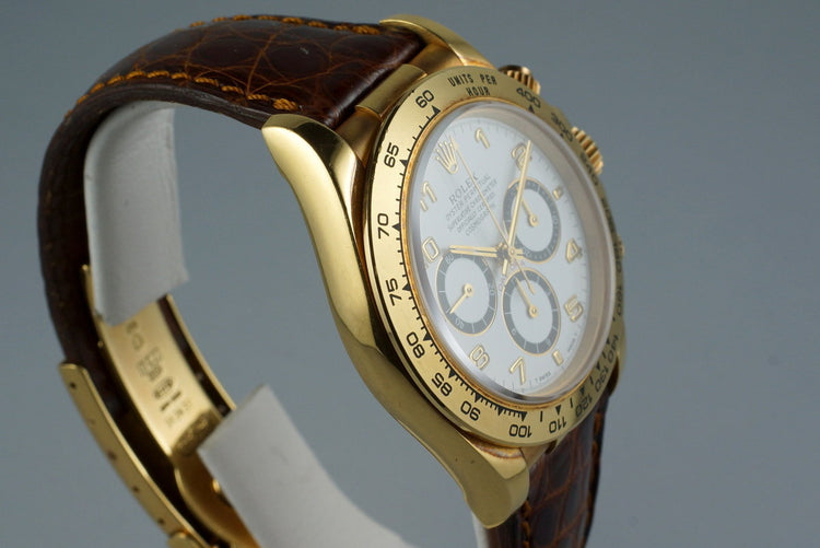 1995 Rolex YG Zenith Daytona 16518 White Arabic Dial with Box and Papers