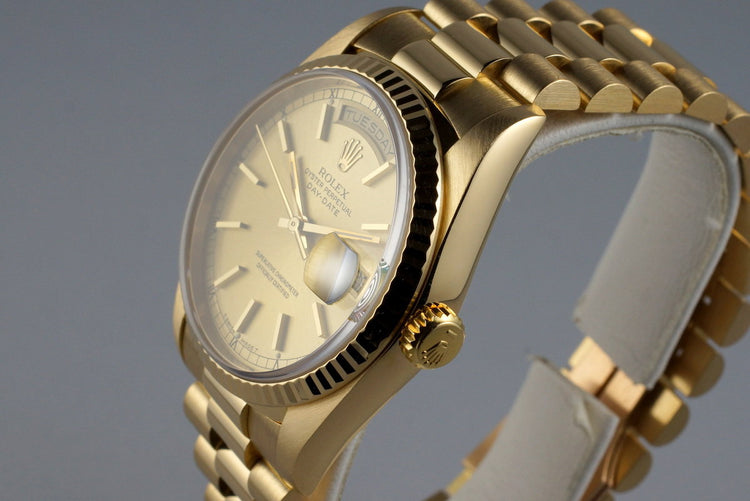 1989 Rolex YG Day-Date 18238 Champagne Dial with Box and Papers