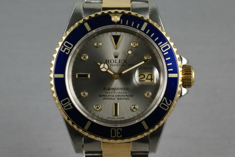 Rolex Submariner 18K/SS 16613 with Slate Serti Dial