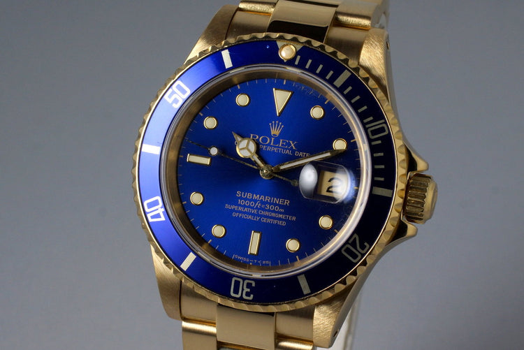 1991 Rolex YG Blue Submariner 16618