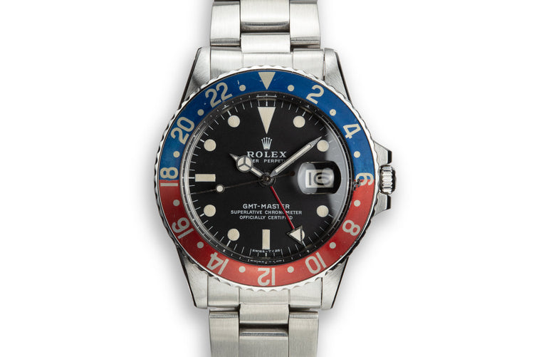 1971 Rolex GMT-Master 1675 Fat Font "Pepsi" Insert