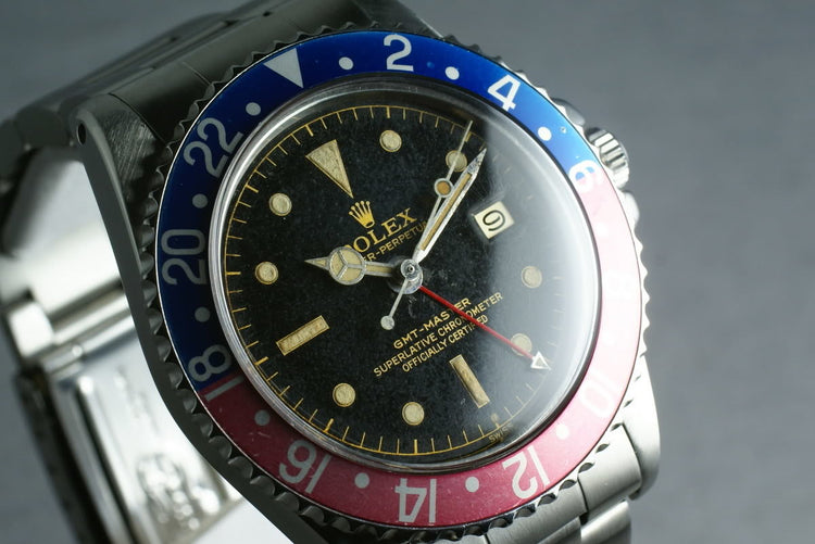 Rolex GMT 1675 Pointy Crown Guard chapter ring exclamation dial