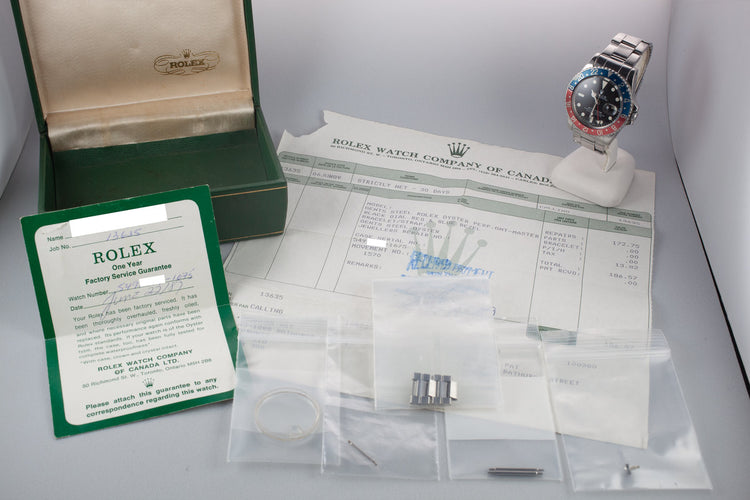 1977 Rolex GMT-Master 1675 "Pepsi" with Box, Papers, and Service Papers