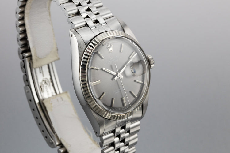 1972 Rolex DateJust 1601 No Lume Grey Dial with Box and Double Punched Papers
