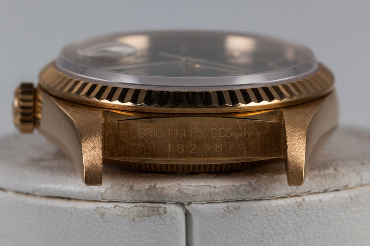 1991 Rolex 18k Day-Date 18238 Black Roman Dial